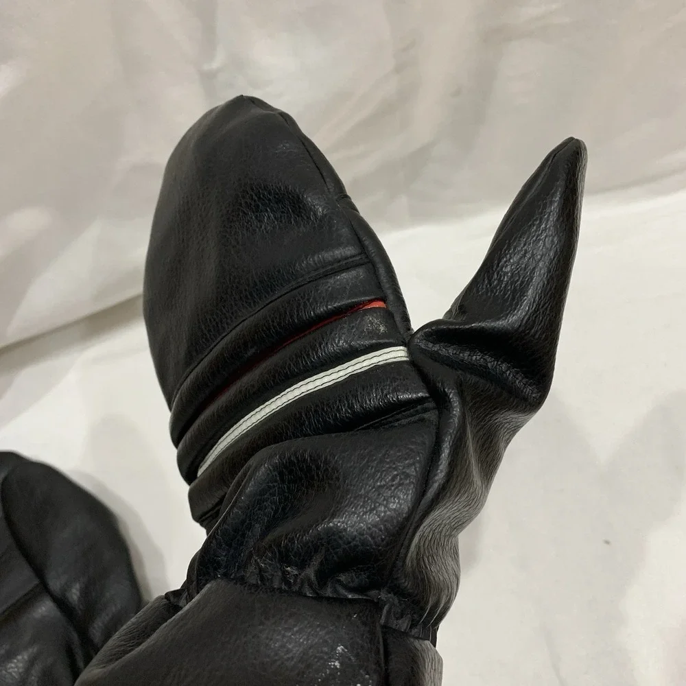 Vintage Mittens Black Red White Strips Mittens‎ Glove THERMAL LINED One Size
